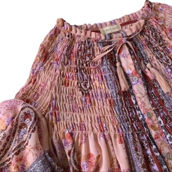 Altar'd State Boho Flowy Romantic Floral Print Pleated Tunic S - Picture 2 of 11